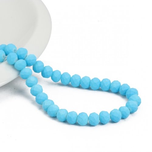 Perles en verre à facette 8 x 6 mm bleu opaque x 20