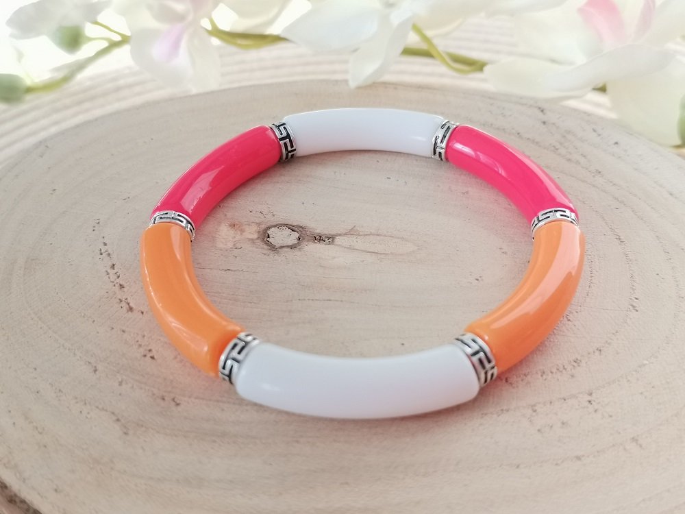 Kit bracelet fil élastique perles jade orangé - Un grand marché