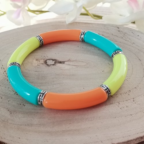 Kit bracelet perles tube incurvé tricolore