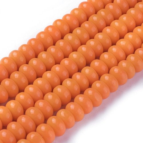 Perles en verre rondelle 8 mm orange x 20