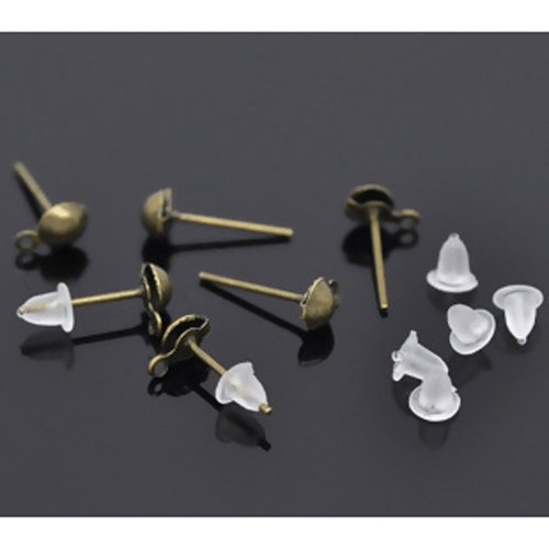 Puces d'oreilles bronze avec stoppeur  x 10