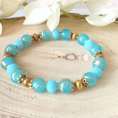 Kit bracelet perles en verre bleue