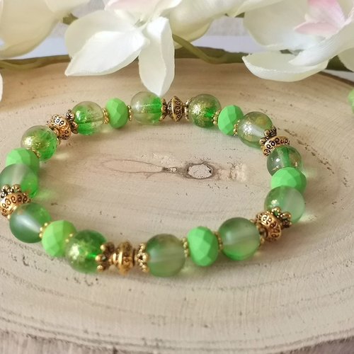 Kit bracelet perles en verre verte