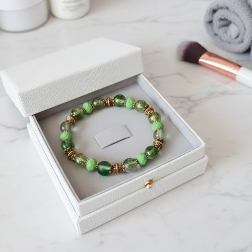 Kit bracelet perles en verre verte