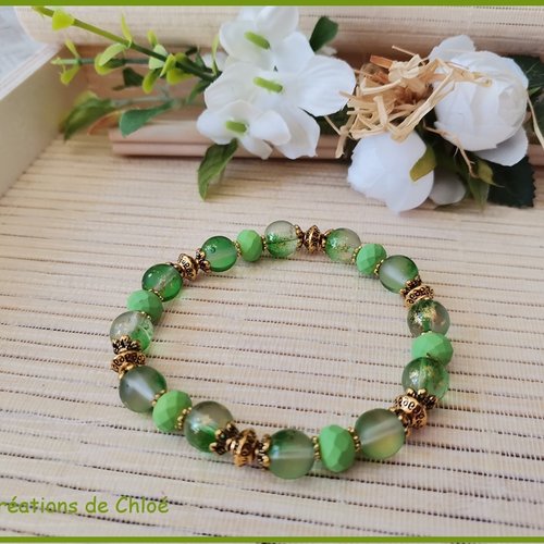 Kit bracelet perles en verre verte