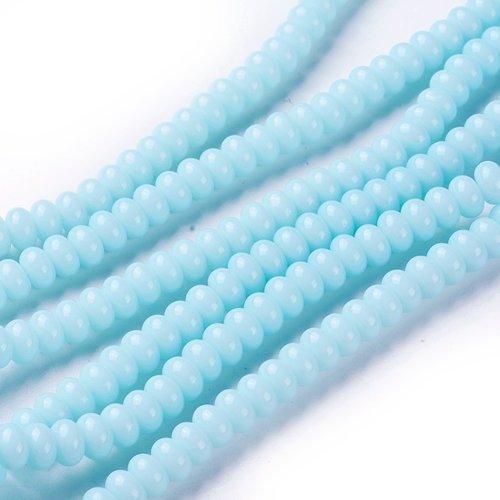 Perles en verre rondelle 8 mm bleu clair x 20