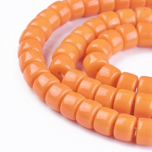 Perles en verre colonne 8 mm orange x 20