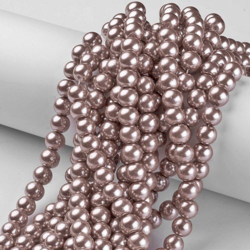 Perles en verre nacré 8 mm taupe x 50