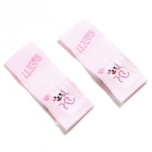Etiquettes tissus rose pour vêtements ou accessoires bébé x 5