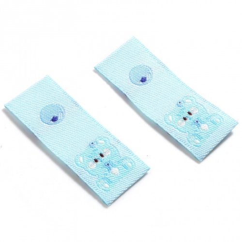 Etiquettes tissus bleu pour vêtements ou accessoires bébé x 5