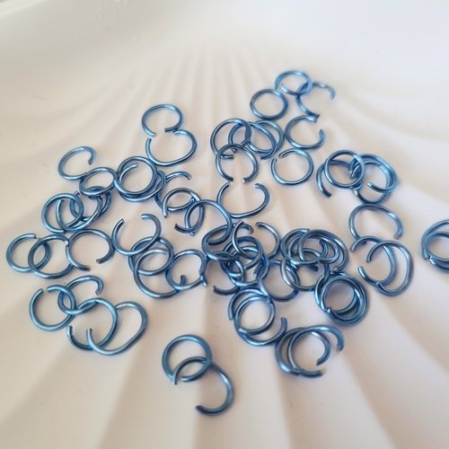 20 anneaux 6 mm jonction ouvert bleu azur