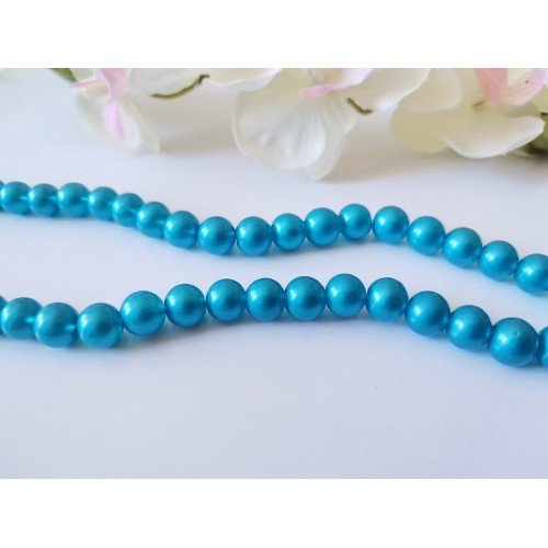 Perles en verre 8 mm opaque bleu x 20