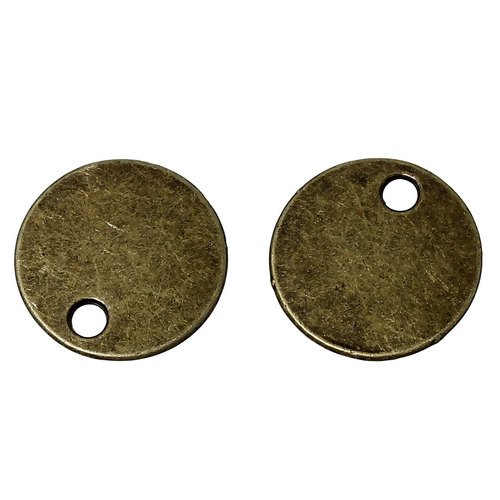 Pendentif métal rond 16 mm bronze x 8