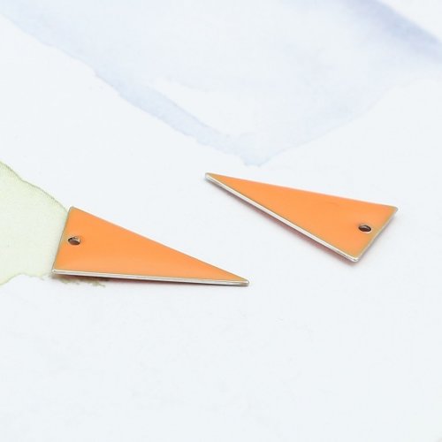 Pendentif sequin émail triangle 22 x 13 mm orange x 2