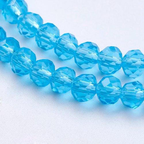 Perles en verre à facette 8 x 6 mm bleu ciel x 20
