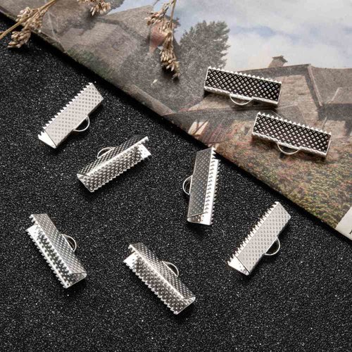 15 fermoirs griffes argenté 25 mm