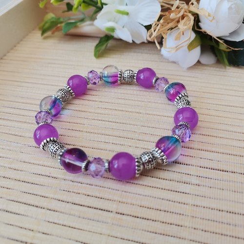 Kit bracelet fil élastique perles violettte
