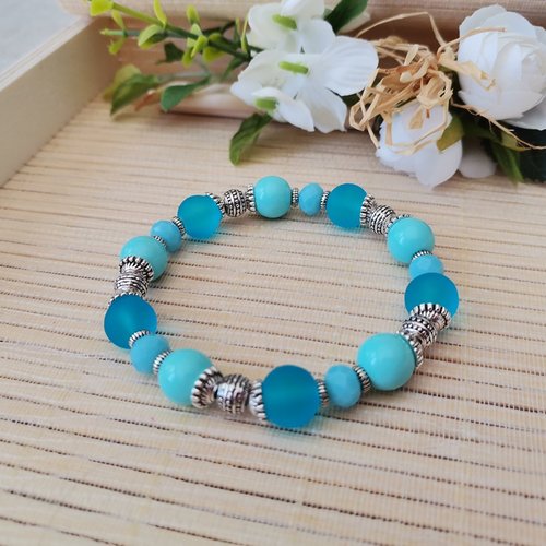 Kit bracelet fil élastique perles bleues