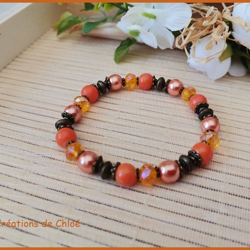 Kit bracelet perles en verre orange