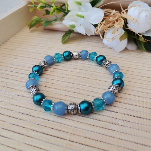Kit bracelet perles en verre bleu