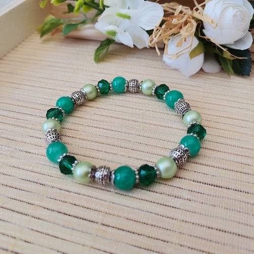 Kit bracelet perles en verre vert