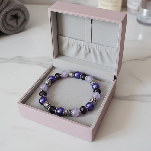 Kit bracelet perles en verre violet