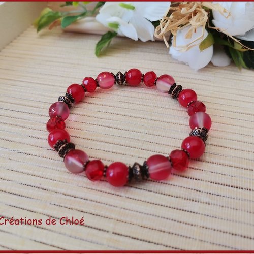 Kit bracelet perles en verre rouge