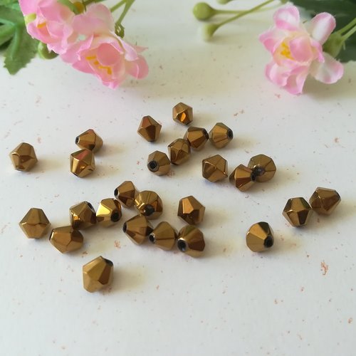 Perles en verre 6 mm toupie vieil or x 20
