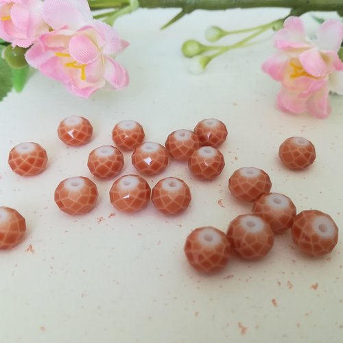 20 perles en verre à facette 8 mm brun clair