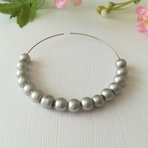 Perles en verre nacré 4 mm gris argent x 50
