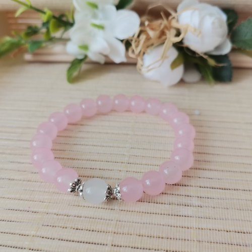 Kit bracelet perles en verre rose et blanche