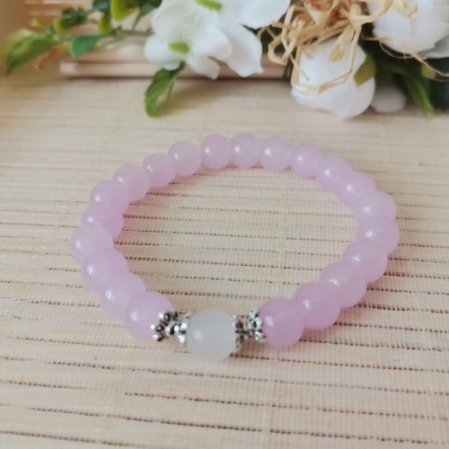 Kit bracelet perles en verre lilas et blanche