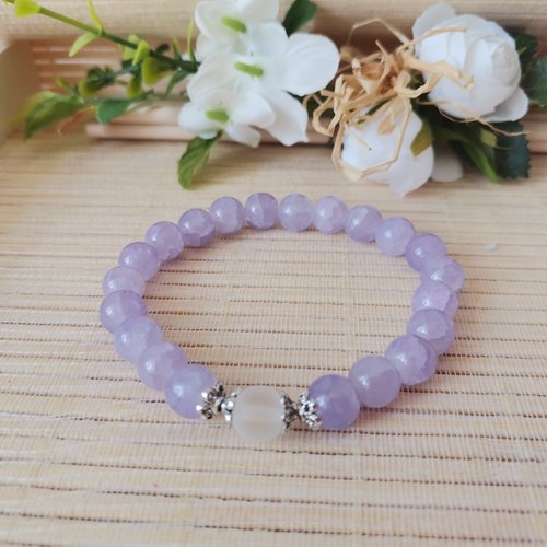 Kit bracelet perles en verre violet et blanche