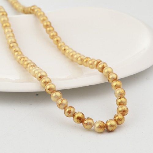 20 perles en verre 8 mm doré et jaune
