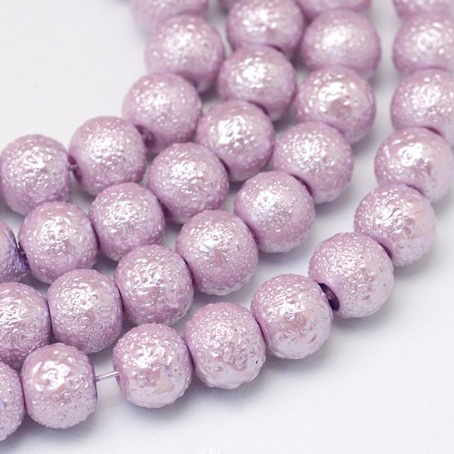 10 perles en verre effet granuleux 10 mm mauve