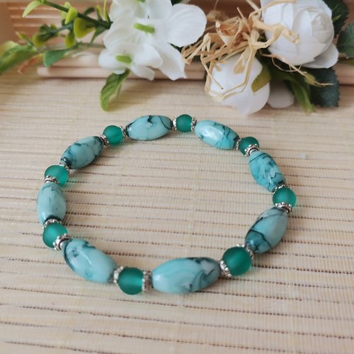 Kit bracelet perles en verre turquoise