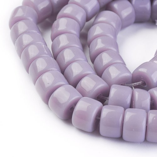 20 perles en verre colonne 8 mm lilas
