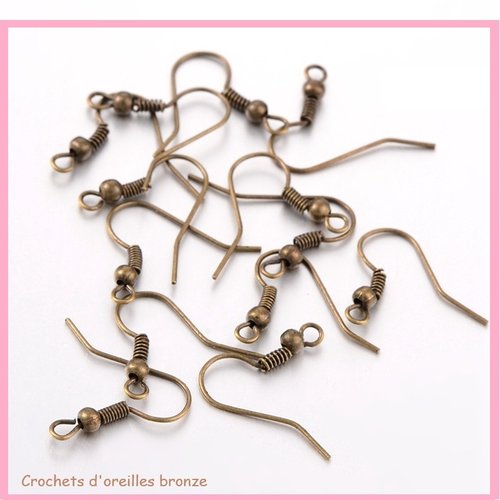 Crochets d'oreilles 18 mm bronze x 20