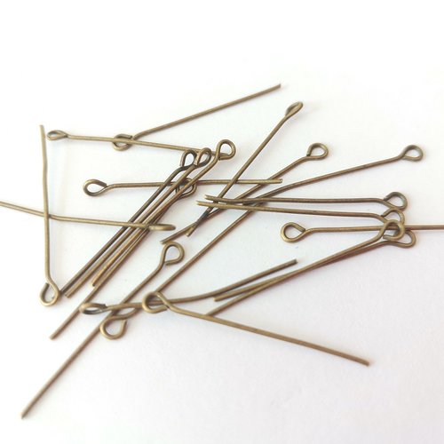 50 clous tiges bronze 5 cm à tête œil