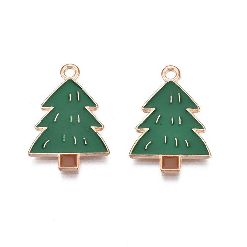 2 breloques métal et émail sapin de noël