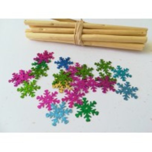 60 sequins paillettes flocon de neige
