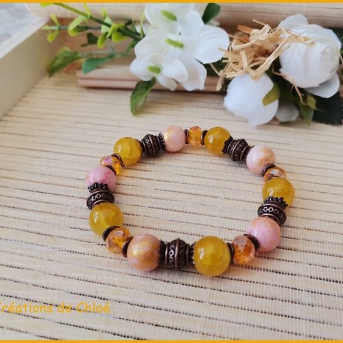 Kit bracelet fil élastique perles jade rose