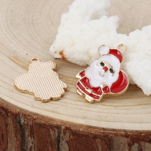 2 breloques métal émail père noël