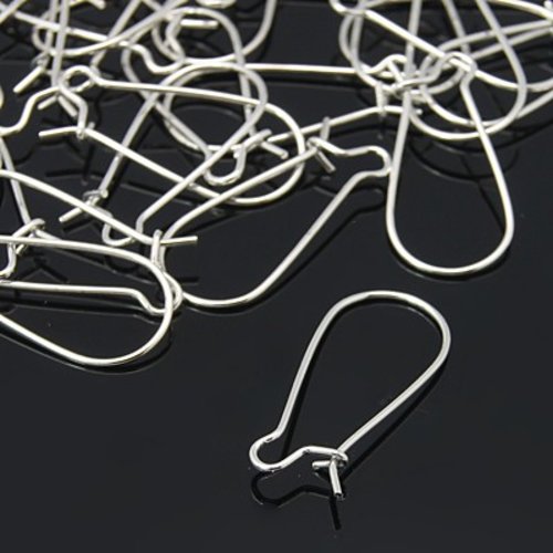 50 dormeuses 24 x 11 mm argentées