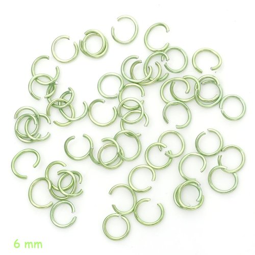 Anneaux 6 mm jonction ouvert vert x 20