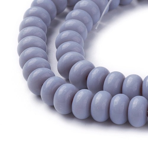 20 perles en verre rondelle 8 mm bleu gris