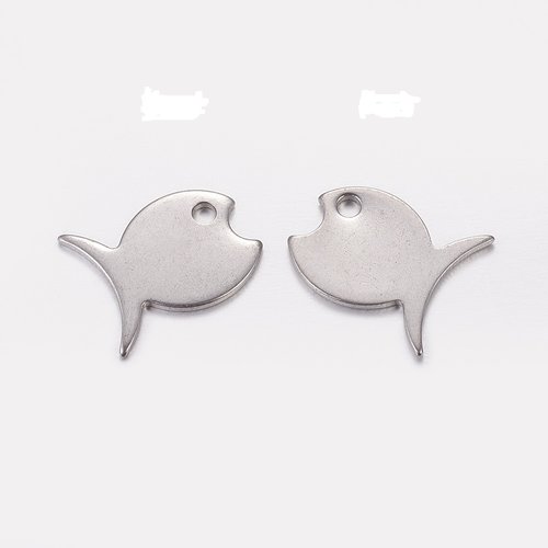 2 breloques acier inoxydable poisson