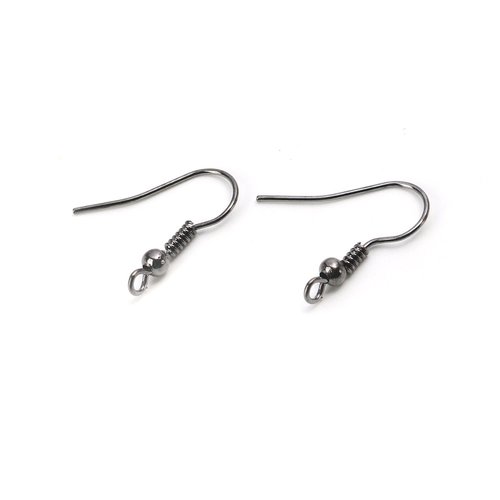20 crochets d'oreilles trou face plate gunmétal