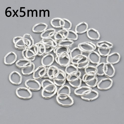20 anneaux ovale jonction ouvert 6 x 5 mm argenté