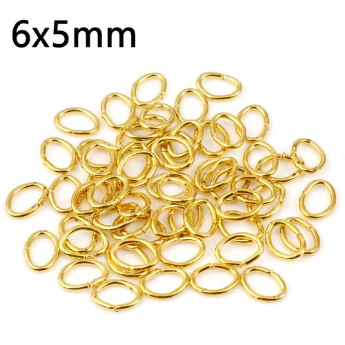 20 anneaux ovale jonction ouvert 6 x 5 mm doré